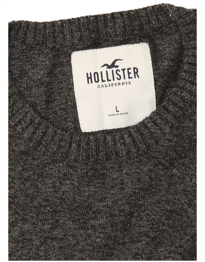 Hollister Mens Crew Neck Jumper Sweater Large Grey Flecked