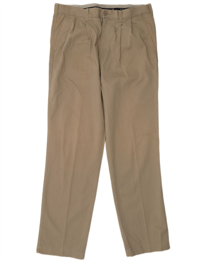 Marks & Spencer Mens Blue Harbour Straight Chino Trousers W36 L33 Khaki
