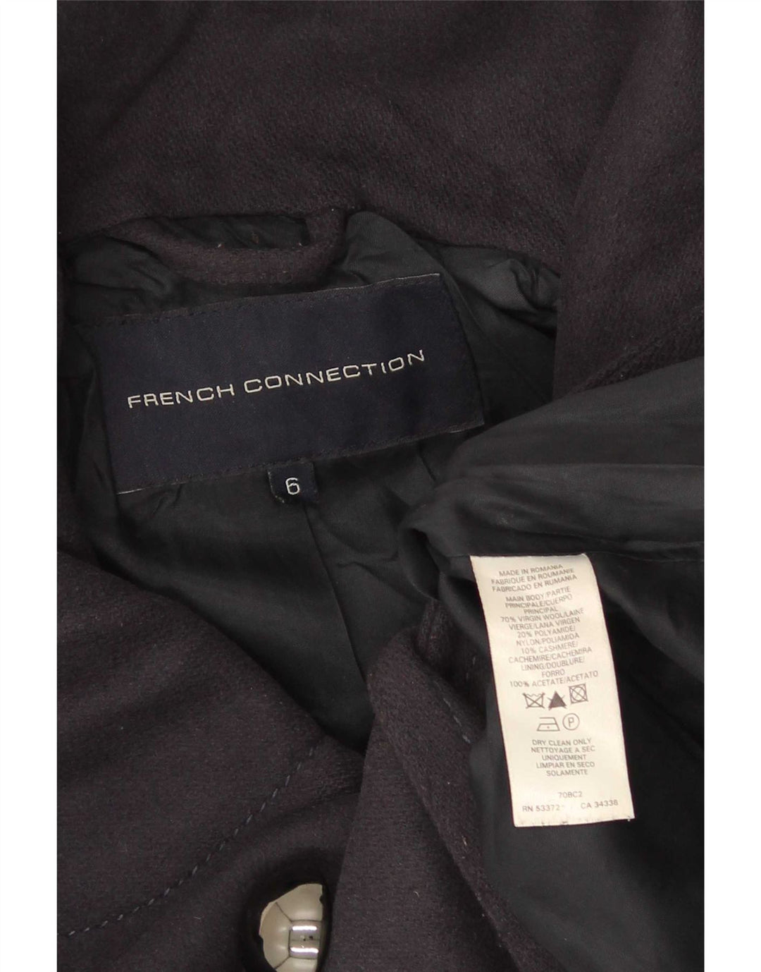 French Connection Womens Oversized Double Breasted Coat UK 6 XS Navy Blue