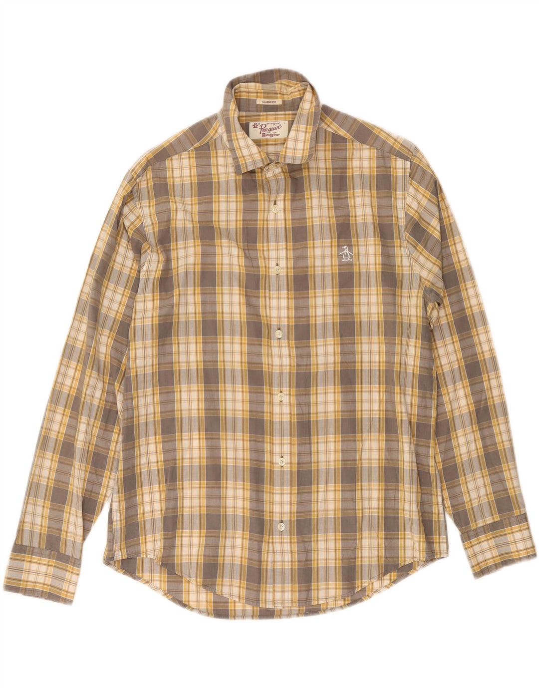 Penguin Mens Classic Fit Shirt Large Grey Check