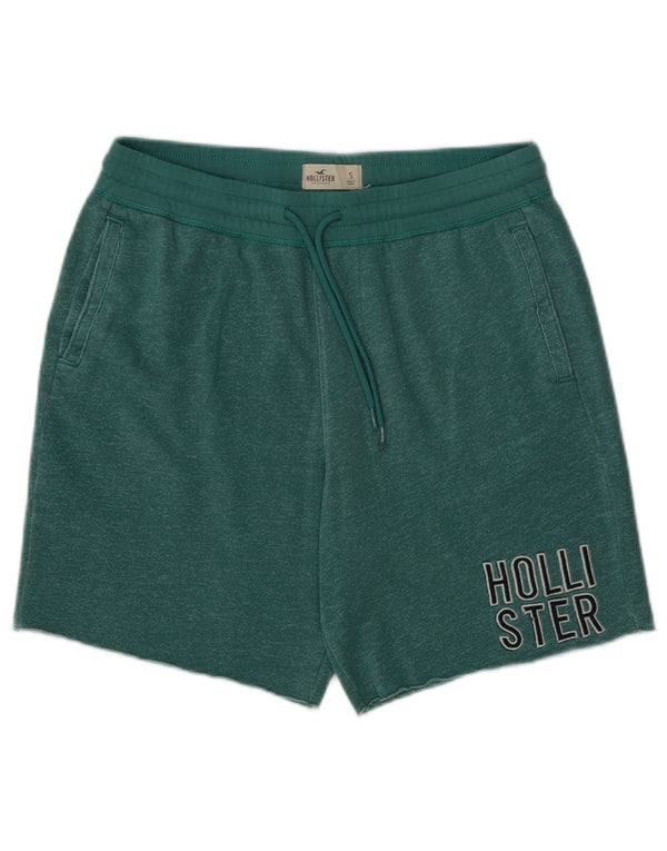 Hollister Mens Graphic Sport Shorts Small Green Cotton