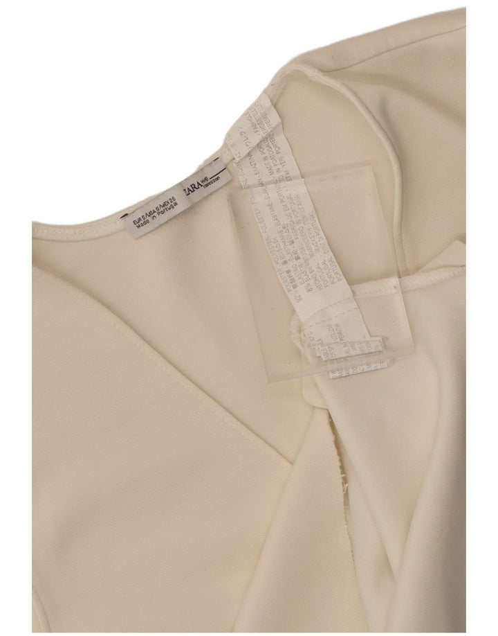 Zara Womens Crop Sleeveless Blouse Top UK 8 Small White Polyester