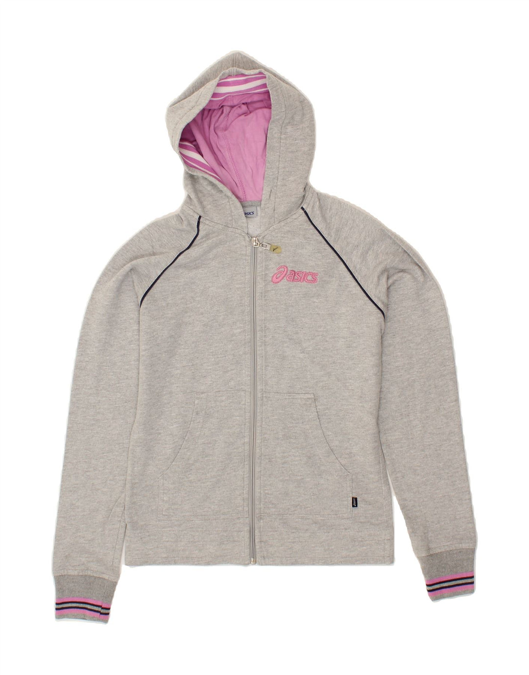 ASICS Womens Zip Hoodie Sweater UK 6 XS Grey Vintage Asics and Second-Hand Asics from Messina Hembry 