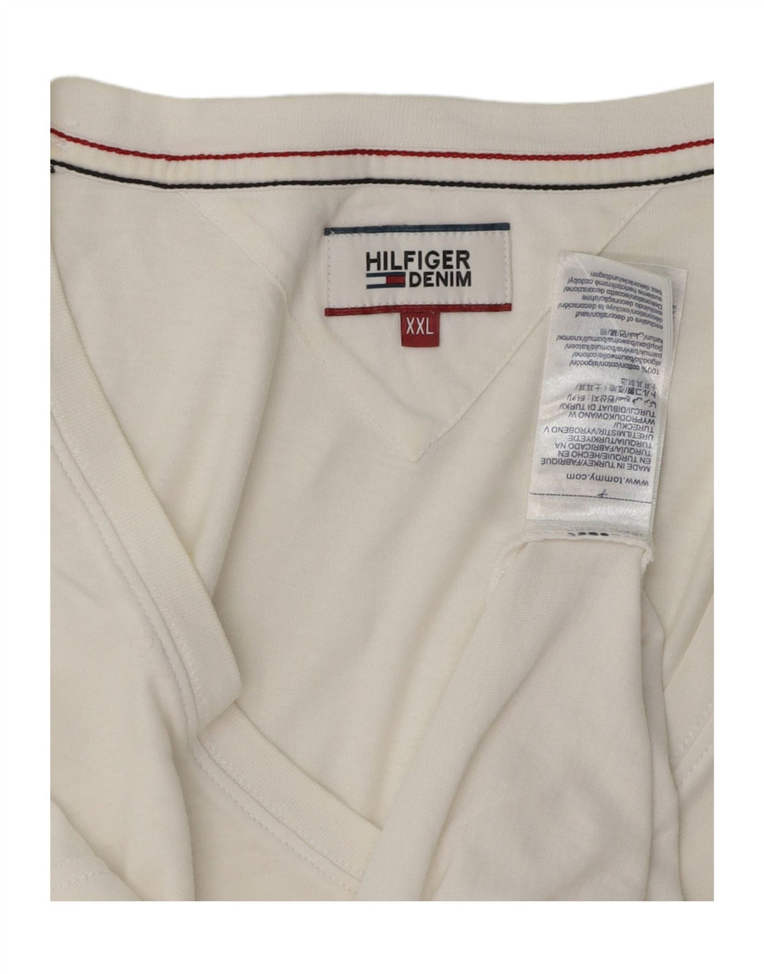 TOMMY HILFIGER Mens T-Shirt Top 2XL White Cotton