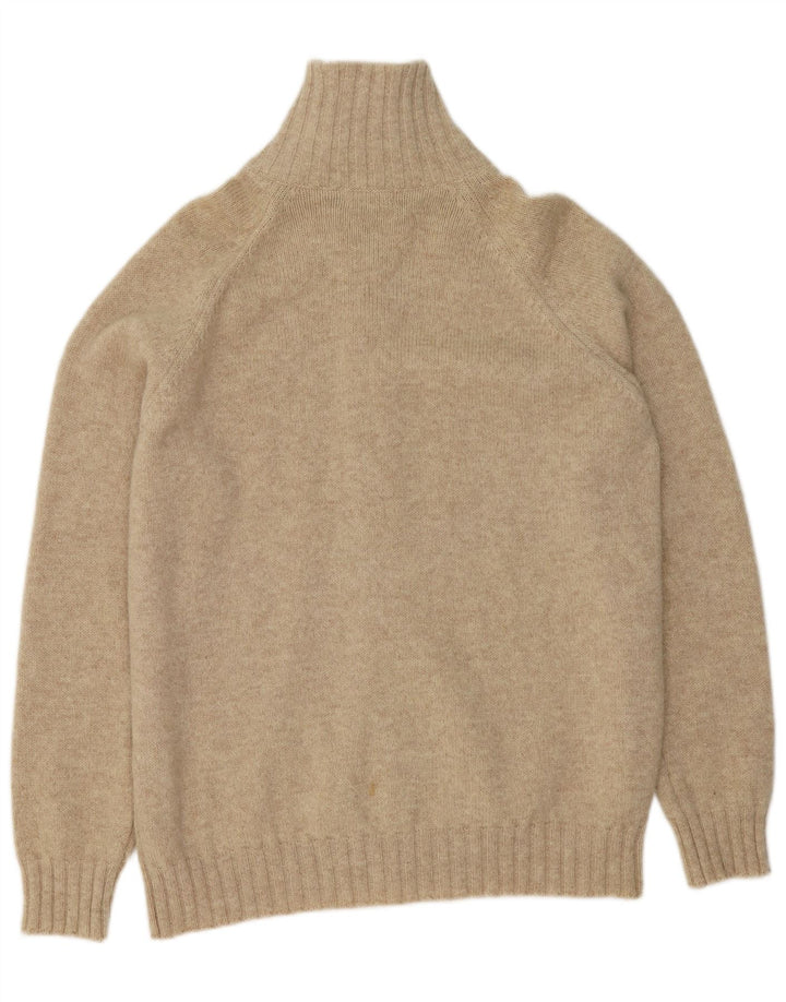 Zara Mens Cardigan Sweater Large Beige Wool