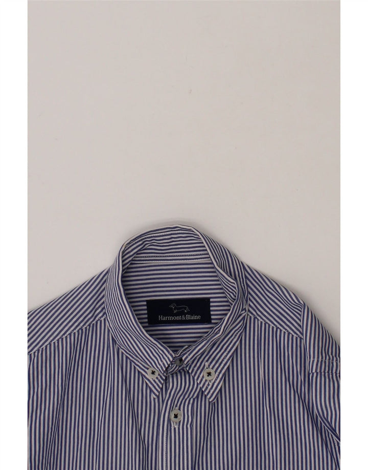 HARMONT & BLAINE Boys Shirt 7-8 Years Navy Blue Striped Cotton Vintage Harmont & Blaine and Second-Hand Harmont & Blaine from Messina Hembry 