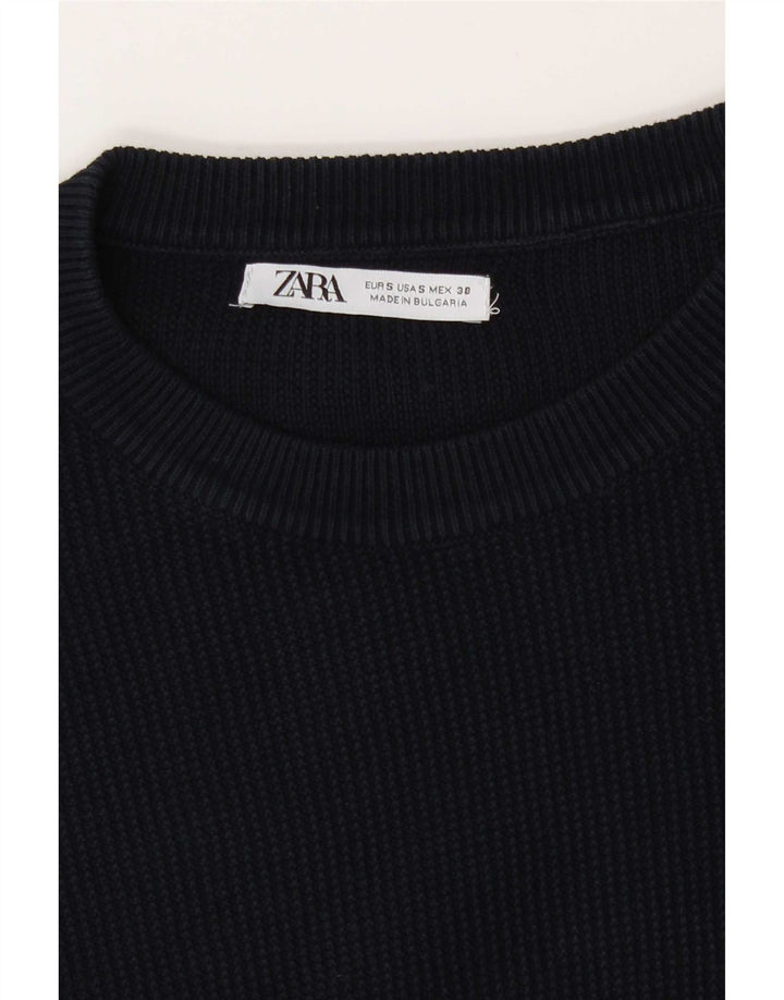 Zara Mens Crew Neck Jumper Sweater Small Navy Blue