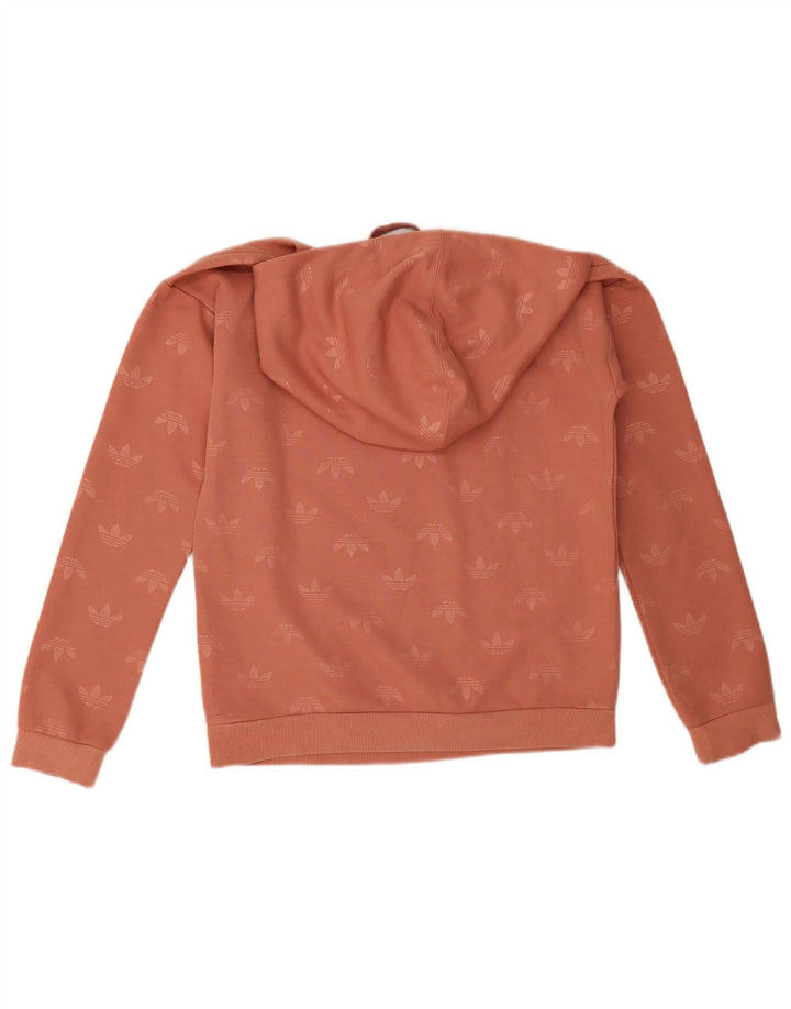 Adidas Womens Oversized Graphic Hoodie Jumper UK 10 Small Orange Polyester