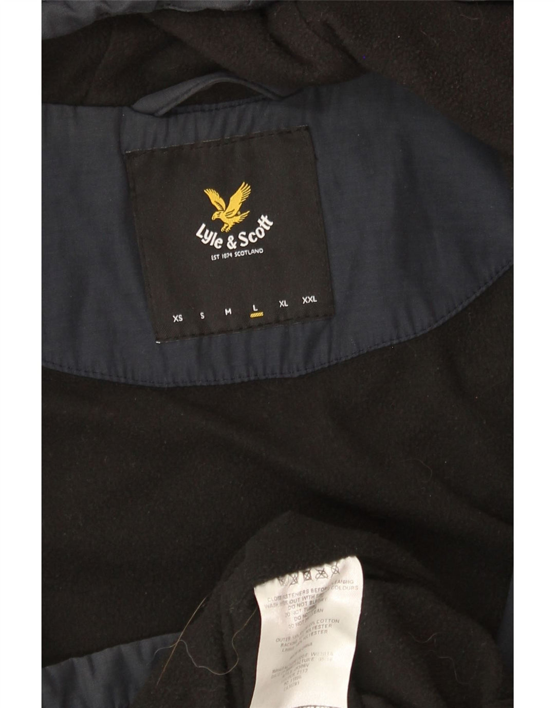 LYLE & SCOTT Mens Hooded Windbreaker Jacket UK 40 Large Navy Blue Nylon