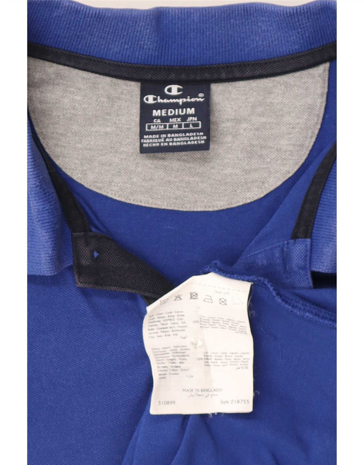 Champion Mens Polo Shirt Medium Blue Cotton