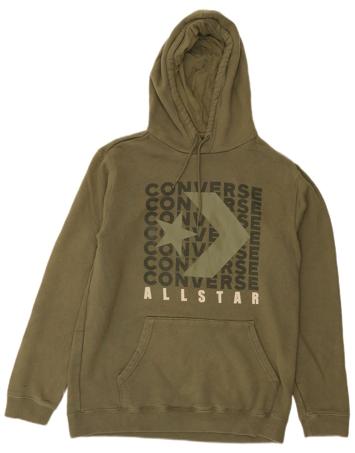 Converse Mens Graphic Hoodie Jumper Small Khaki Cotton