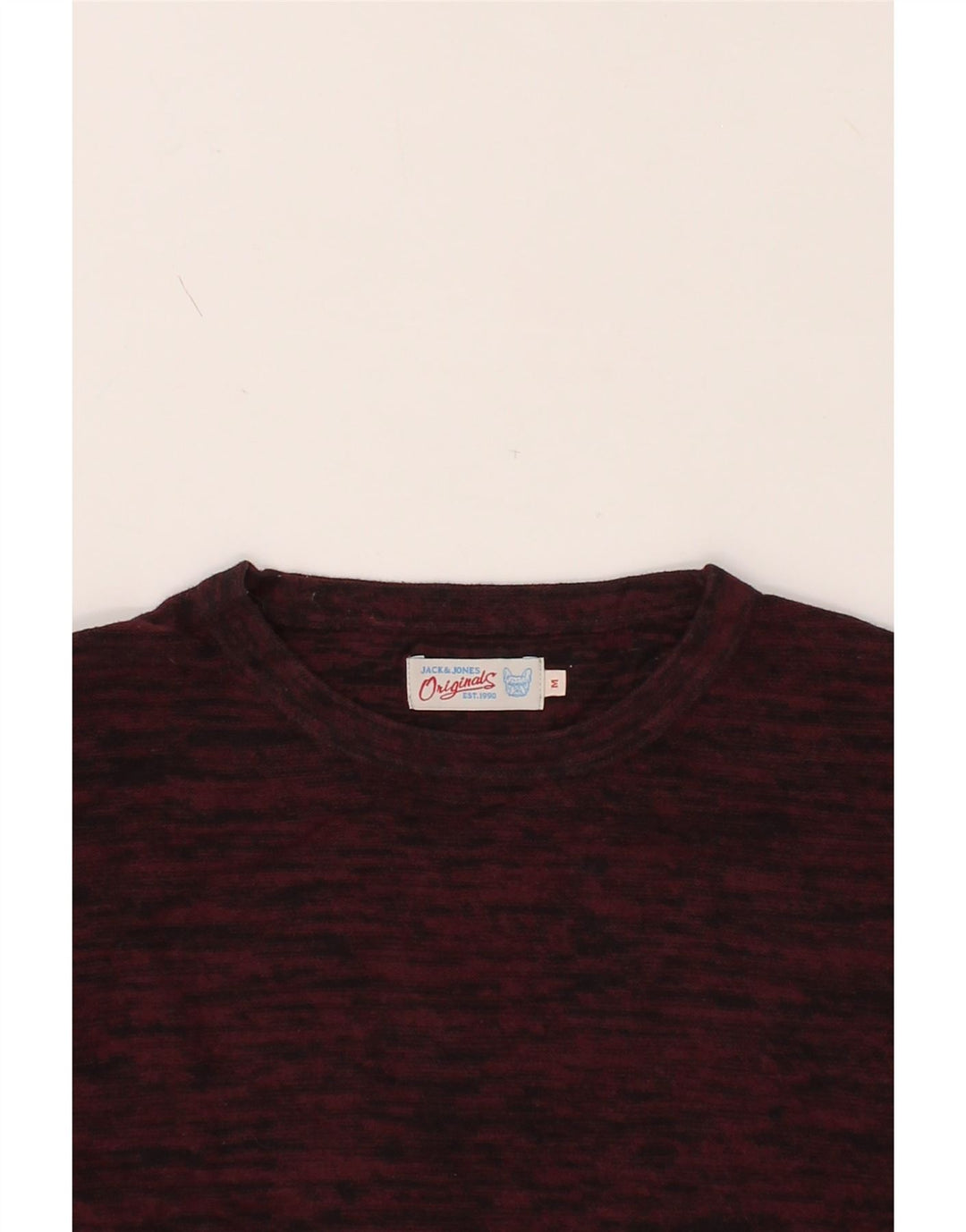 JACK & JONES Mens Top Long Sleeve Medium Burgundy Flecked Cotton Vintage Jack & Jones and Second-Hand Jack & Jones from Messina Hembry 