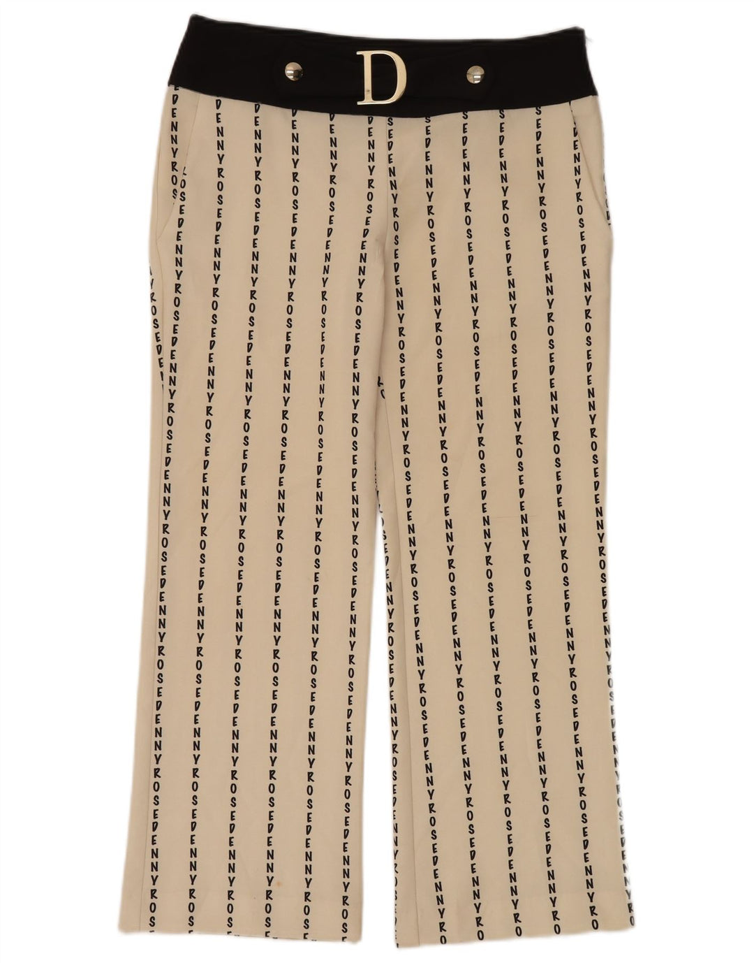 Denny Rose Womens Graphic Casual Trousers IT 44 Medium W32 L28 Beige