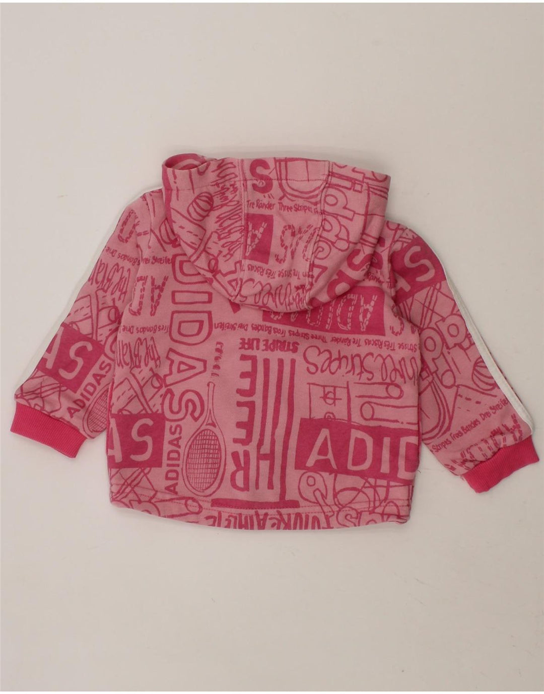 ADIDAS Baby Girls Graphic Zip Hoodie Sweater 3-6 Months Pink Cotton Vintage Adidas and Second-Hand Adidas from Messina Hembry 