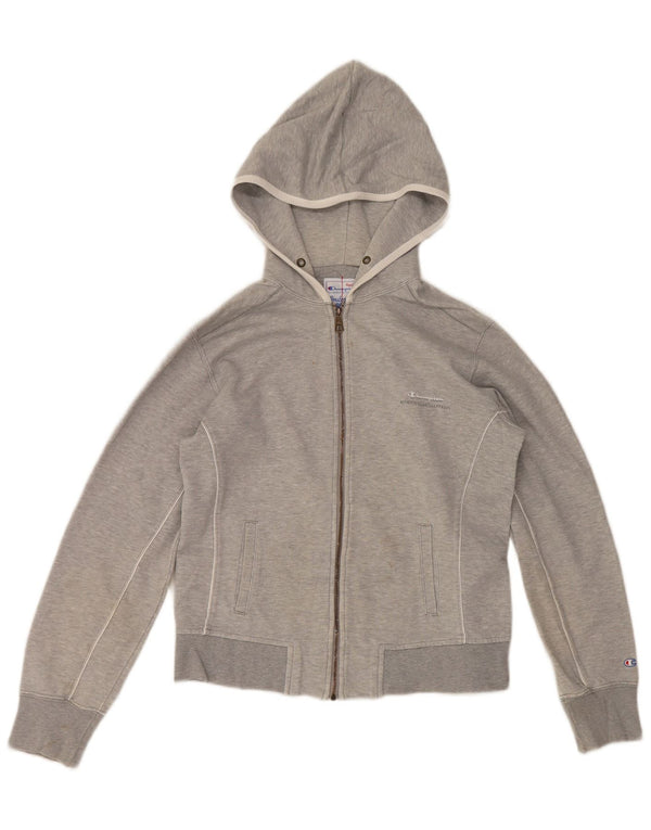 Champion Womens Zip Hoodie Sweater UK 14 Large Grey Cotton Sports