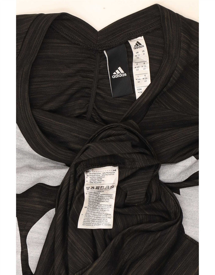 Adidas Womens Graphic T-Shirt Top UK 12/14 Medium Grey Flecked Polyester