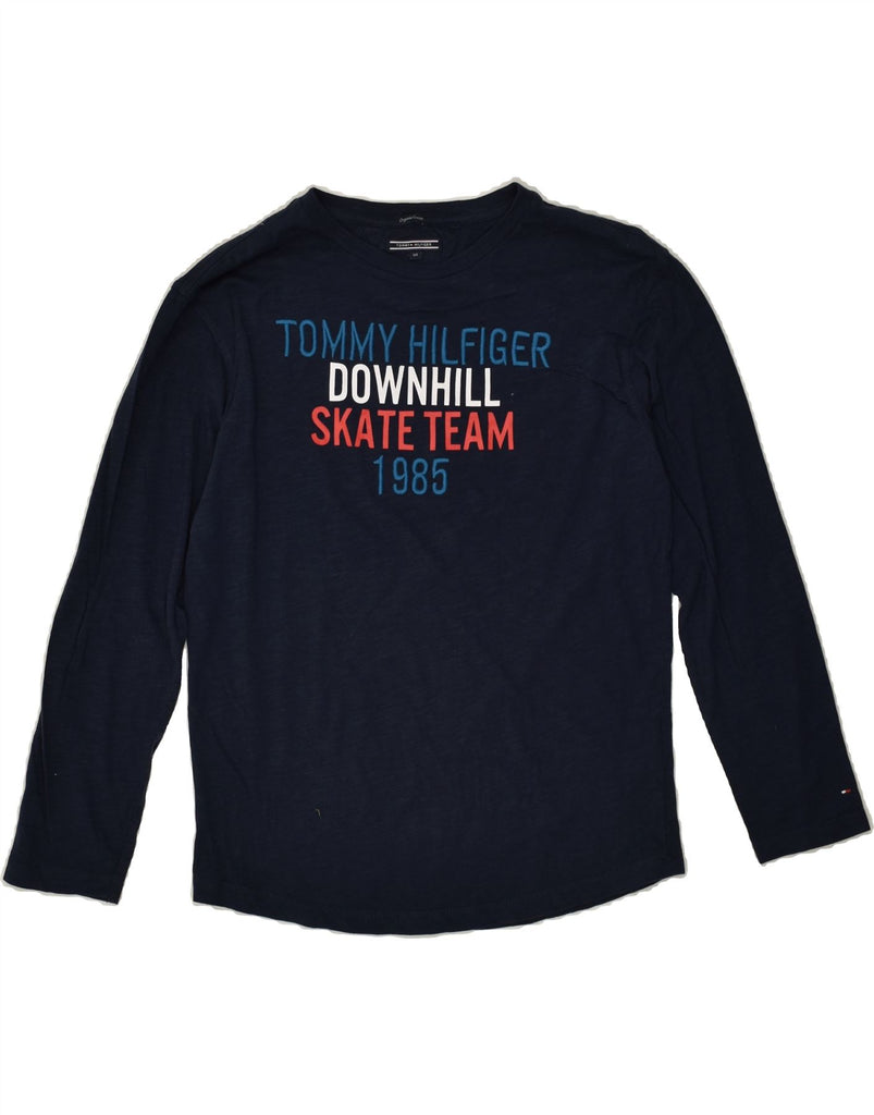 TOMMY HILFIGER Boys Graphic Top Long Sleeve 13-14 Years Navy Blue Cotton | Vintage Tommy Hilfiger | Thrift | Second-Hand Tommy Hilfiger | Used Clothing | Messina Hembry 