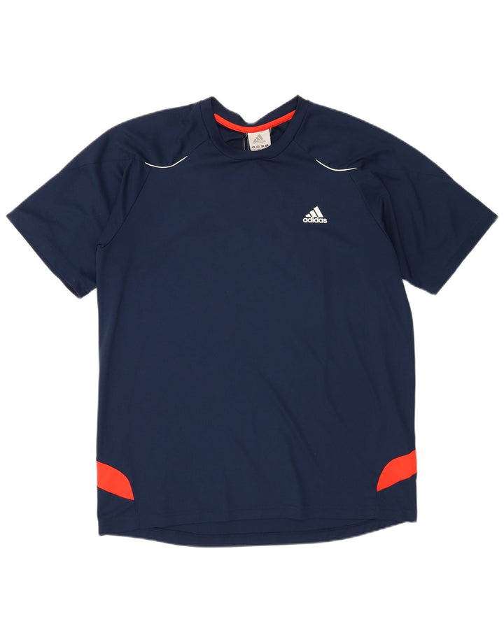 Adidas Mens T-Shirt Top Large Navy Blue Colourblock Polyester