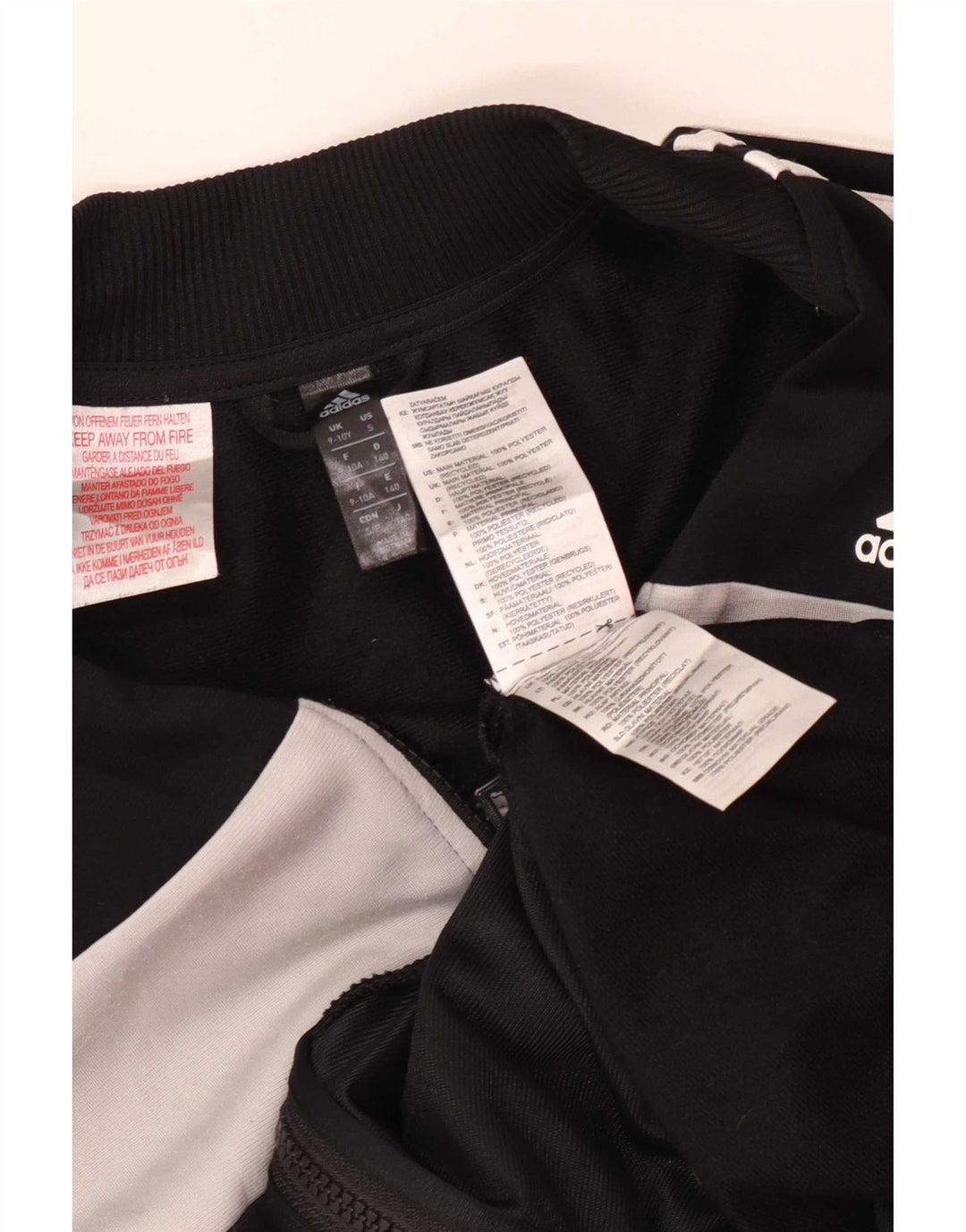 Adidas Boys Tracksuit Top Jacket 9-10 Years Black Colourblock Polyester