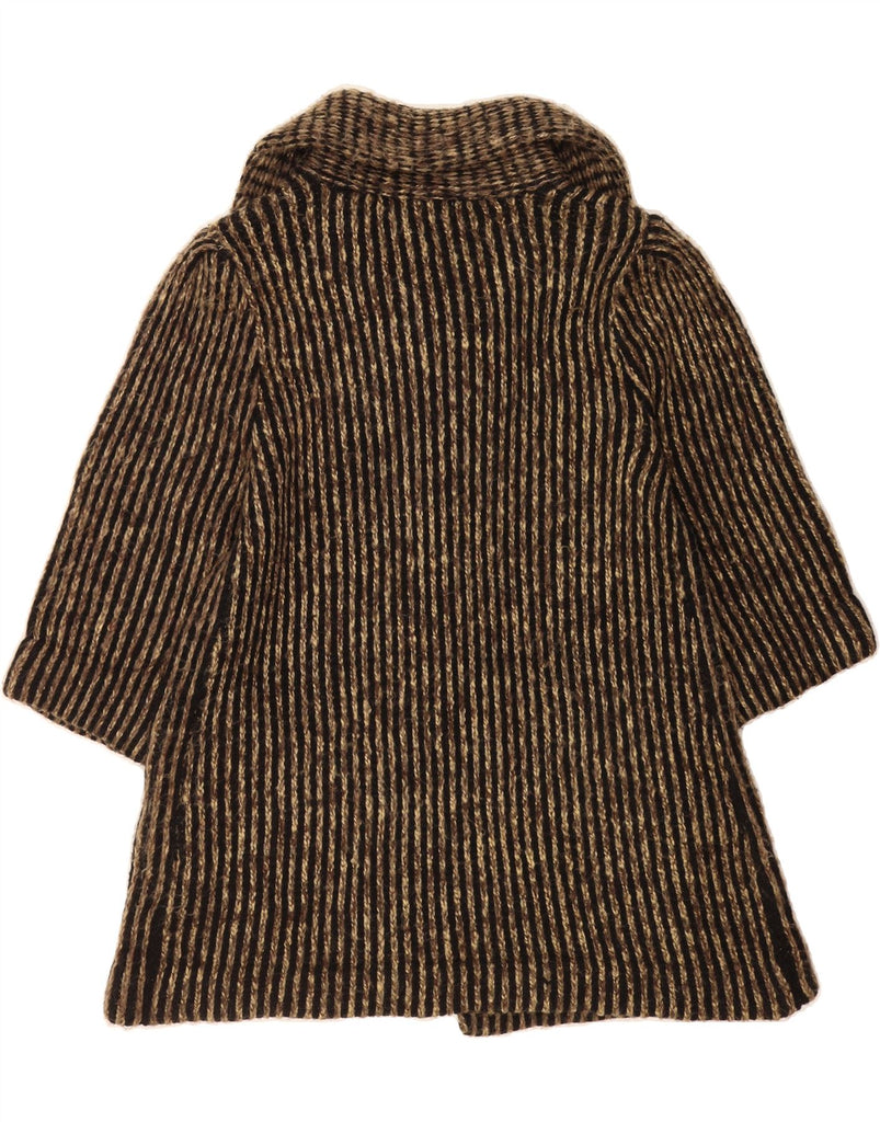 NINA MURATI Womens Overcoat UK 16 Large Brown Striped Acrylic Vintage Nina Murati and Second-Hand Nina Murati from Messina Hembry 
