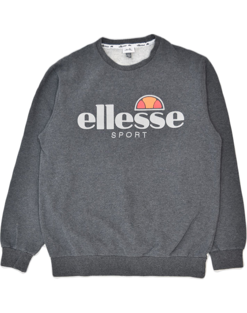 ELLESSE Womens Graphic Sweatshirt Jumper UK 16 Large Grey Cotton | Vintage | Thrift | Second-Hand | Used Clothing | Messina Hembry 