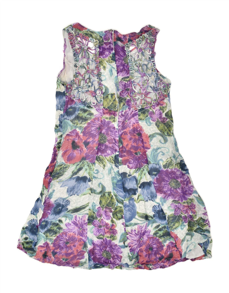 VINTAGE Womens Sleeveless A-Line Dress UK 10 Small Multicoloured Floral Vintage Vintage and Second-Hand Vintage from Messina Hembry 