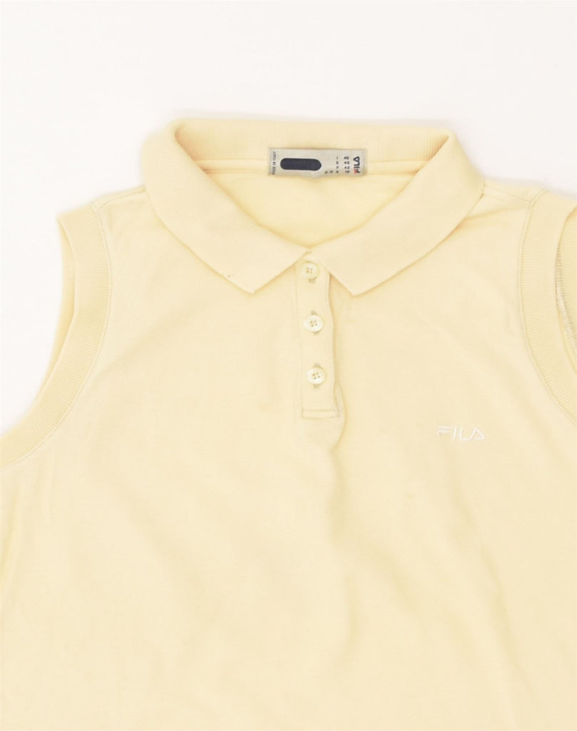 FILA Womens Sleeveless Polo Shirt IT 46 Large Yellow Cotton | Vintage Fila | Thrift | Second-Hand Fila | Used Clothing | Messina Hembry 