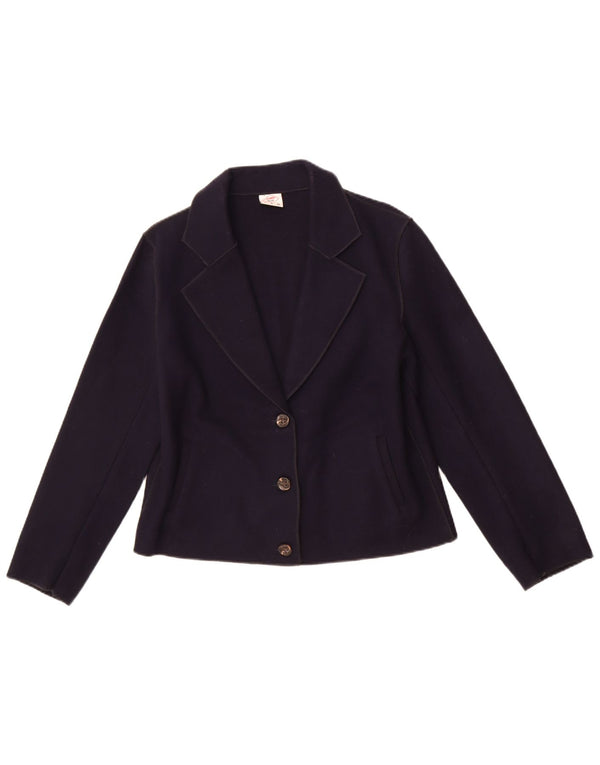Lee Cooper Womens 3 Button Blazer Jacket UK 12 Medium Navy Blue Polyester