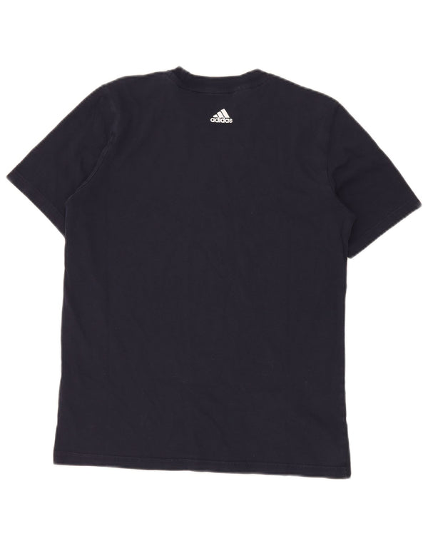 ADIDAS Boys Graphic T-Shirt Top 13-14 Years Navy Blue Cotton