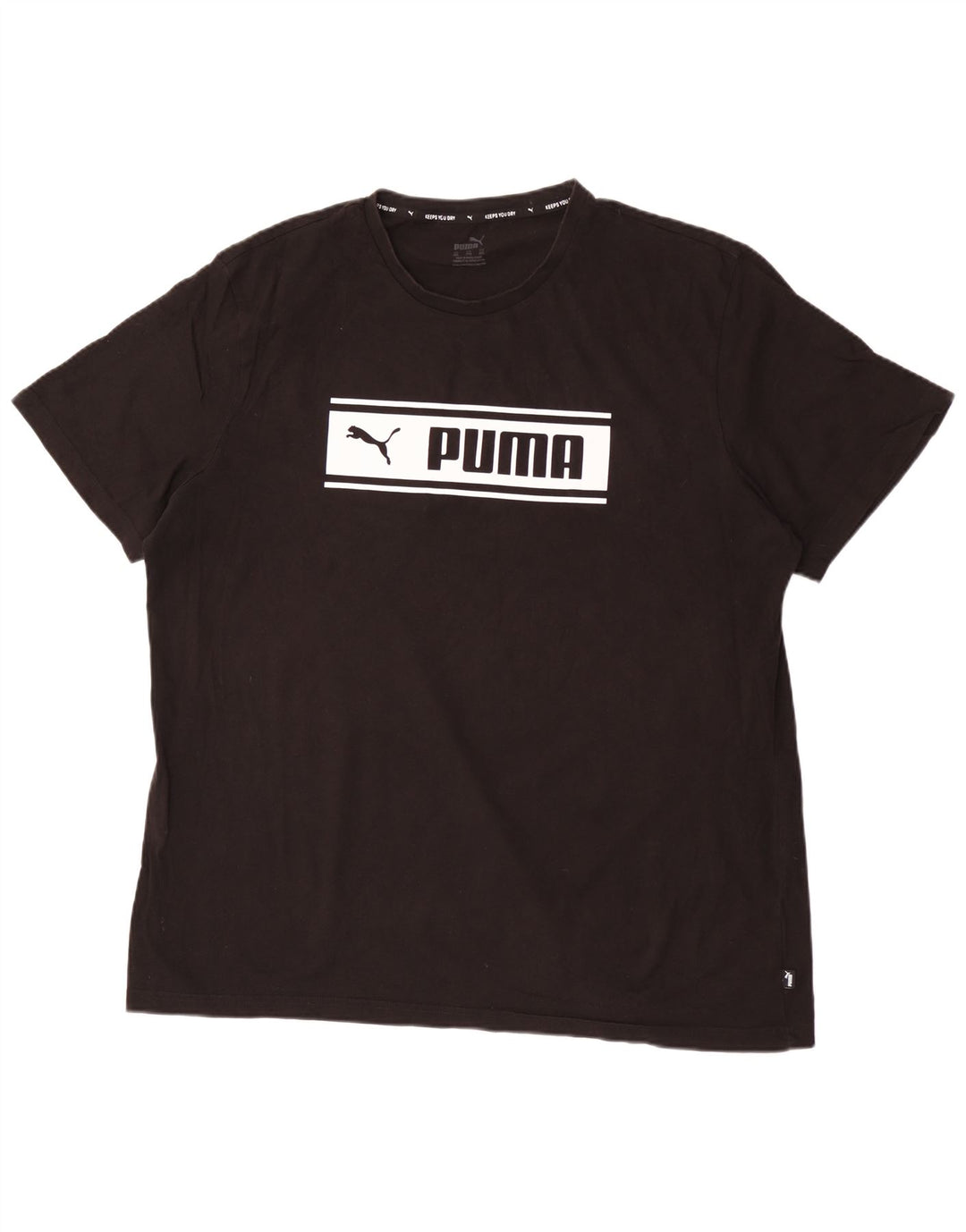 Puma Mens Graphic T-Shirt Top 2XL Black Cotton
