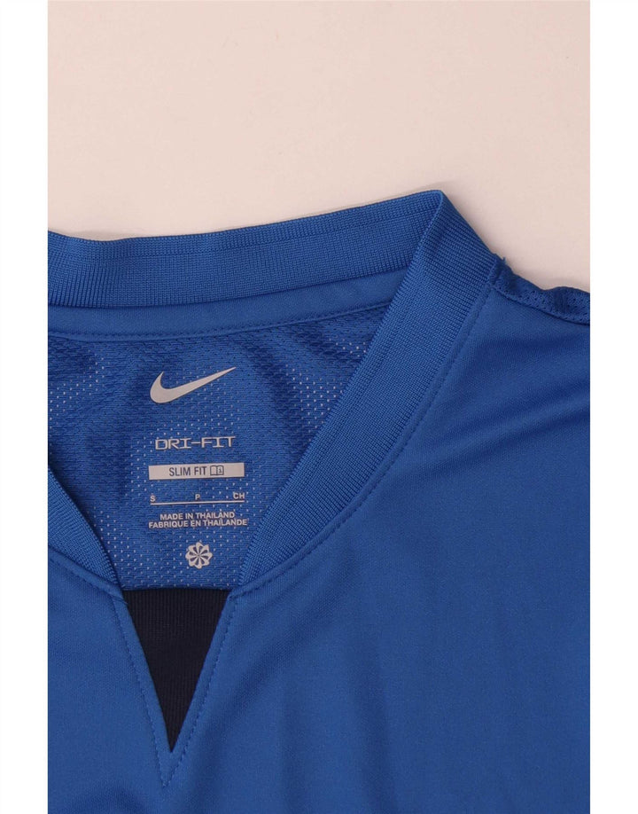 Nike Mens Dri Fit Slim Fit T-Shirt Top Small Blue Colourblock Polyester