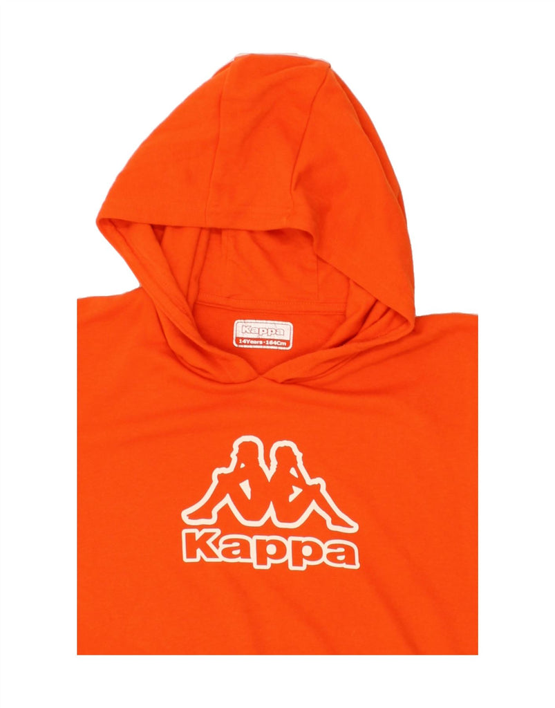 KAPPA Boys Graphic Hoodie Jumper 13-14 Years Orange Cotton Vintage Kappa and Second-Hand Kappa from Messina Hembry 