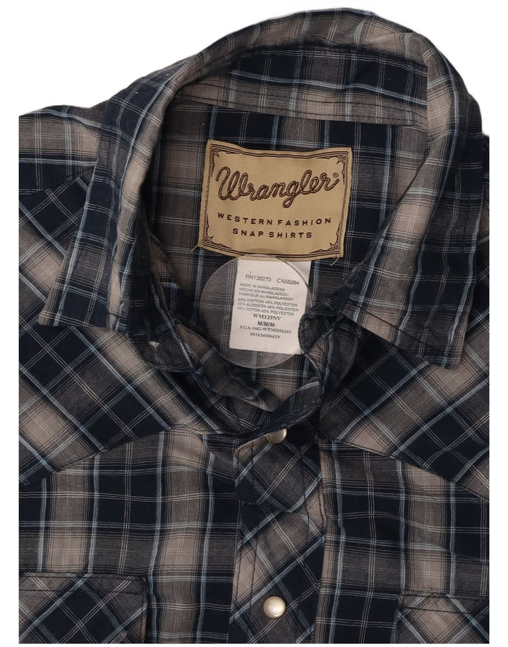 WRANGLER Mens Shirt Medium Navy Blue Check Cotton