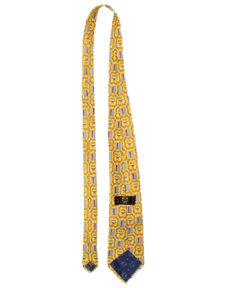 MCM Mens Tie One Size Yellow Geometric Silk