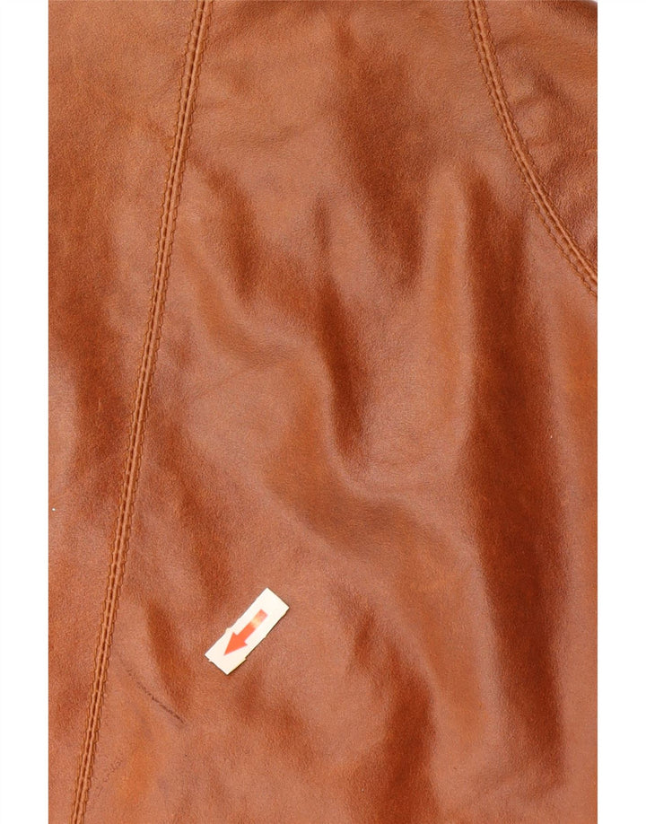 Vintage Mens Biker Leather Jacket UK 44 2XL Brown Leather