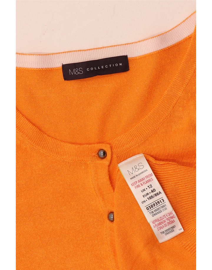Marks & Spencer Womens Cardigan Sweater UK 12 Medium Orange Viscose