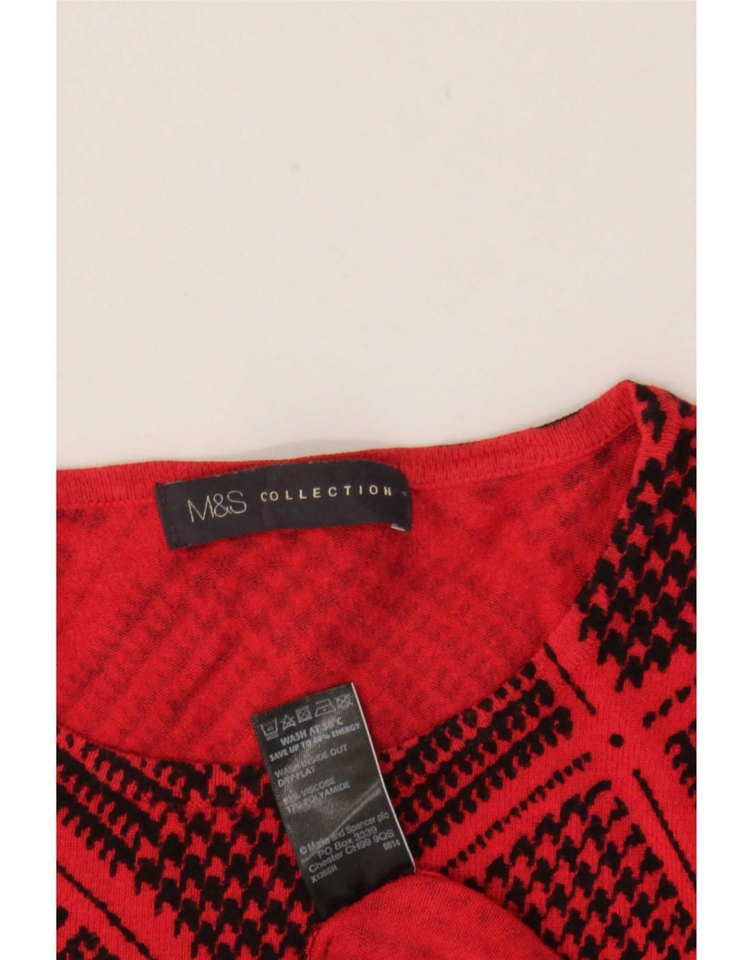 Marks & Spencer Womens Boat Neck Jumper Sweater UK 12 Medium Red