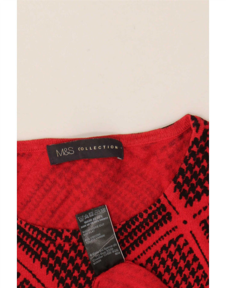 Marks & Spencer Womens Boat Neck Jumper Sweater UK 12 Medium Red