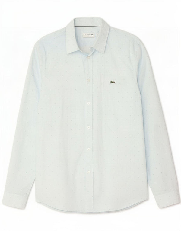 Lacoste Mens Slim Fit Shirt Size 39 Small Blue Spotted Cotton