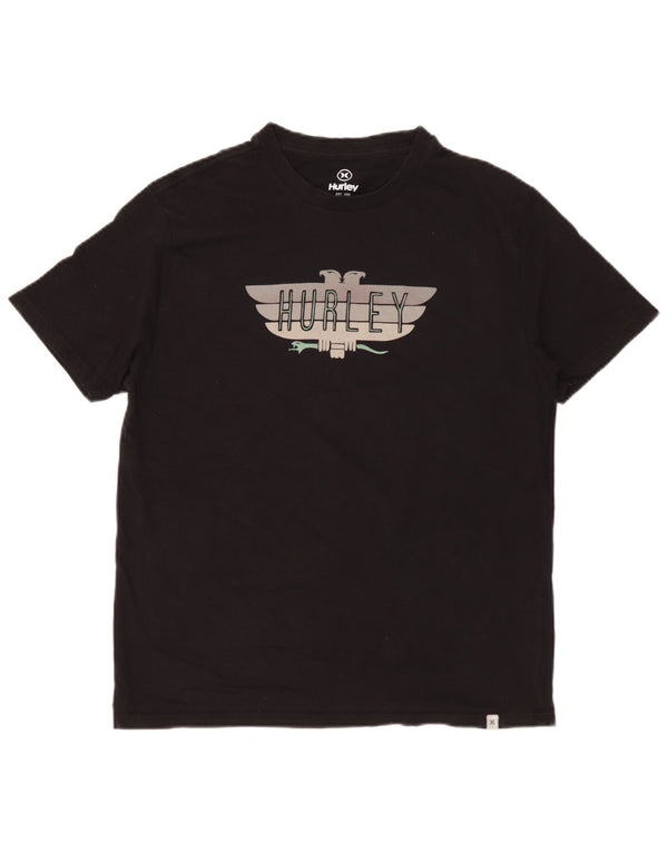 Hurley Mens Graphic T-Shirt Top Medium Black Cotton