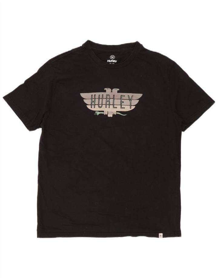 Hurley Mens Graphic T-Shirt Top Medium Black Cotton