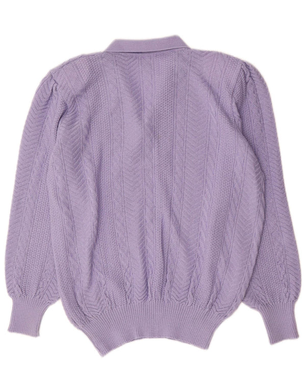Christian Dior Womens Shawl Neck Jumper Sweater UK 18 XL Purple Cotton