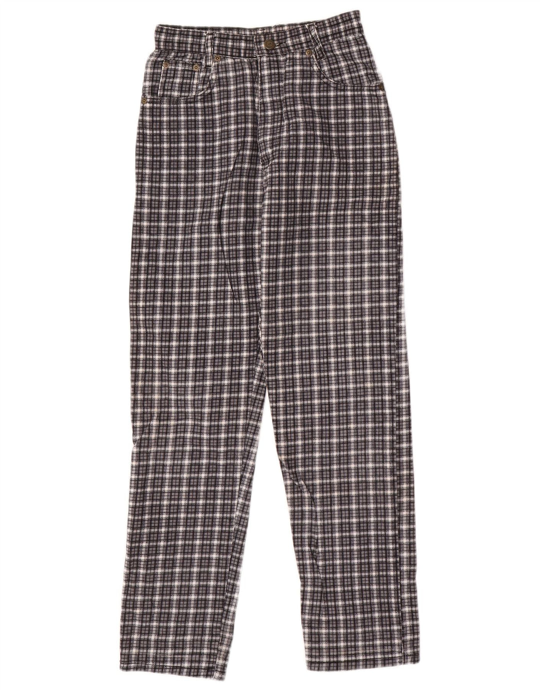 VINTAGE Boys Straight Casual Trousers 12-13 Years W24 L28 Grey Check