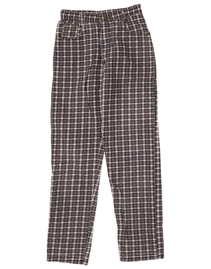 VINTAGE Boys Straight Casual Trousers 12-13 Years W24 L28 Grey Check