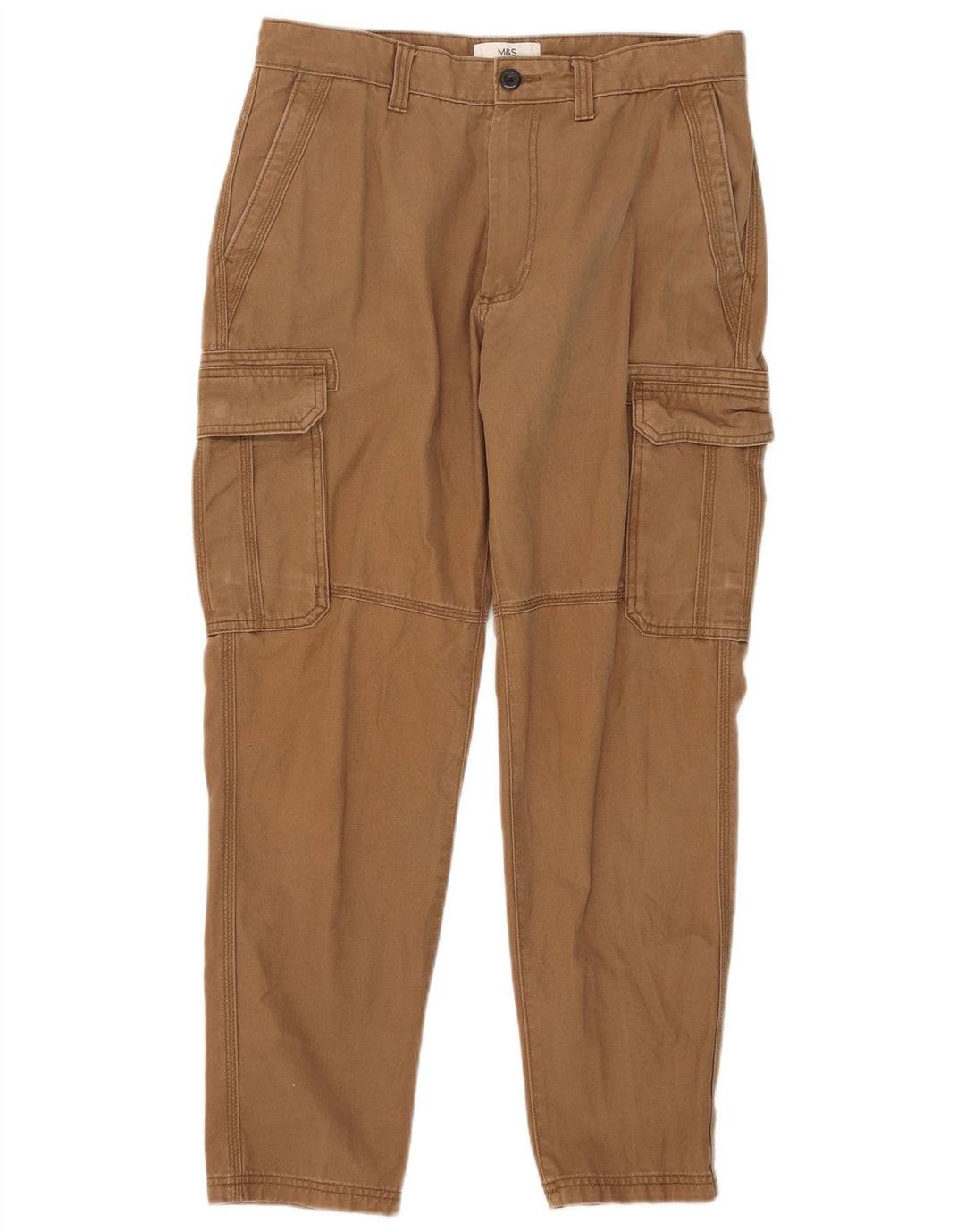 Marks & Spencer Mens Slim Cargo Trousers W32 L27 Beige Cotton