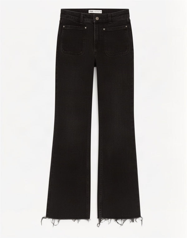 Zara Womens Bootcut Jeans EU 36 XS W26 L26 Black Cotton
