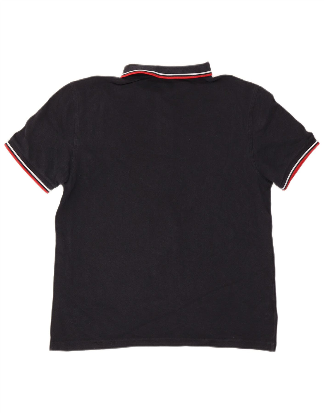 Fred Perry Mens Polo Shirt Large Navy Blue Striped Cotton