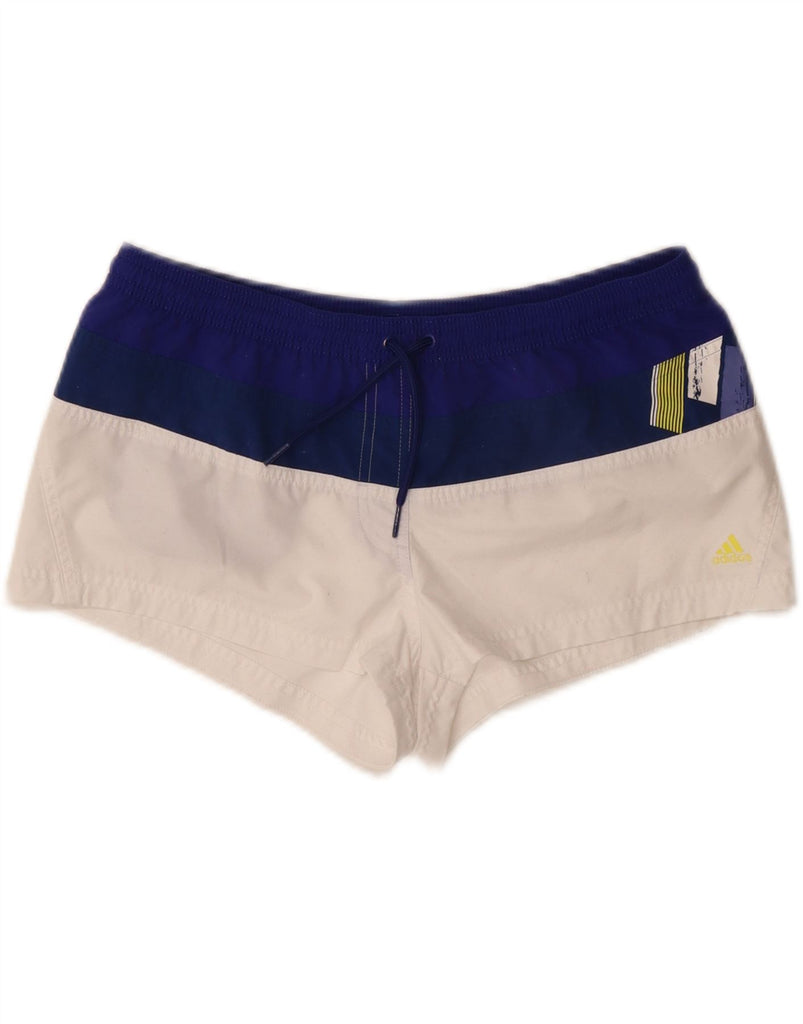 ADIDAS Womens Swimming Shorts UK 14 Large  White Colourblock Polyester Vintage Adidas and Second-Hand Adidas from Messina Hembry 