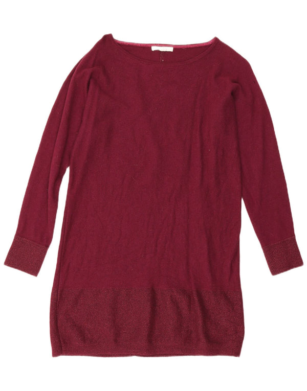 White Stuff Womens Longline Boat Neck Jumper Sweater UK 12 Medium Burgundy