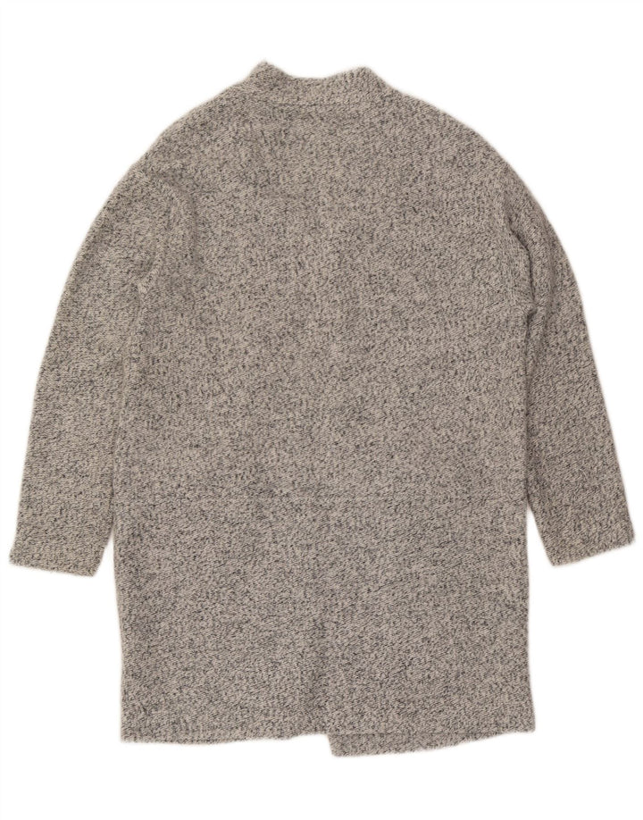 Zara Womens Oversized Longline Cardigan Sweater UK 10 Small Grey Flecked
